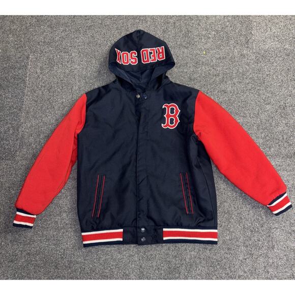 Genuine Merchandise Boston Red Sox Reversible Hooded Jacket Coat Youth Large - Picture 1 of 9